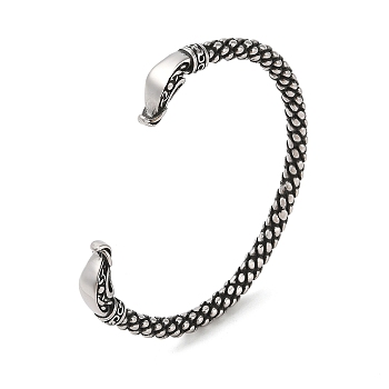 Viking 304 Stainless Steel Open Cuff Bangles for Men, Antique Silver, Snake, Inner Diameter: 2-3/4 inch(6.95cm), 7mm