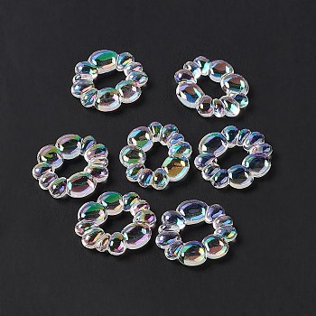 Transparent Acrylic Linking Rings, Flower, AB Color Plated, Clear AB, 21x23x4.5mm, Inner Diameter: 5.5x11mm