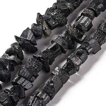 Natural Black Tourmaline Beads Strands, Nuggets, 8.5~17x6.5~7.5x7~7.5mm, Hole: 0.8mm, about 73~74pcs/strand, 15.94~16.14 inch(40.5~41cm)