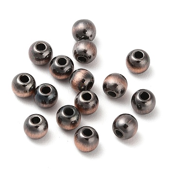 Opaque Acrylic Beads, Round, Copper Plated, 4x3.3mm, Hole: 1.2mm