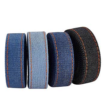 4 Style Stitch Denim Ribbon, Garment Accessories, for DIY Crafts Hairclip Accessories and Sewing Decoration, Mixed Color, 5/8 inch(16mm), 2m/style
