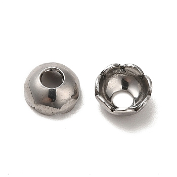 304 Stainless Steel Bead Caps, Multi-Petal, Flower, Stainless Steel Color, 6x2.5mm, Hole: 2mm