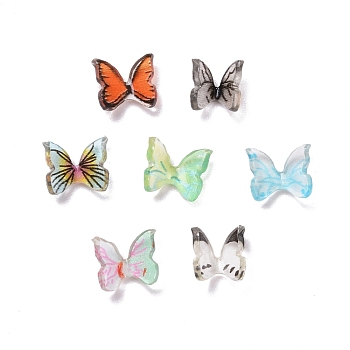 Resin Cabochons, Nail Art Decoration Accessories, 3D Butterfly, Mixed Color, 6~7x7~8x3mm, 10pcs/box