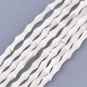 Freshwater Shell Beads Strands, Bamboo Joint, Ivory, 7.5~9x3.5~4.5mm, Hole: 0.8mm, about 48pcs/strand, 15.7 inch