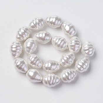 Shell Pearl Beads Strands, Oval, Seashell Color, 21.5~23x17~18mm, Hole: 1mm, about 18pcs/strand, 15.9 inch(40.5cm)