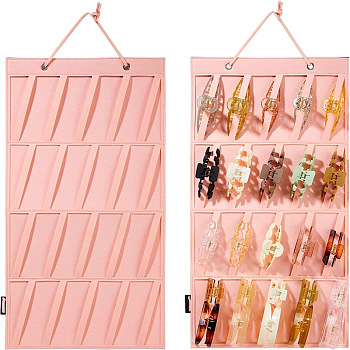 Wall-mounted Non-woven Fabric Claw Hair Clips Storage Bag, Rectangle, Light Coral, 65x35cm
