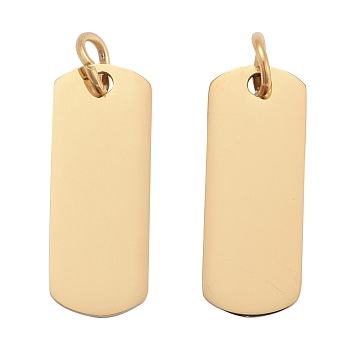 201 Stainless Steel Pendants, Manual Polishing, Rectangle, Stamping Blank Tag, Golden, 20x8x1mm, Hole: 3.5mm
