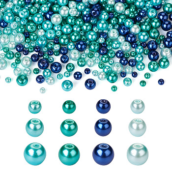 Baking Paint Pearlized Glass Pearl Round Beads, Mixed Color, 4~9mm, Hole: 1mm, about 1840pcs/box