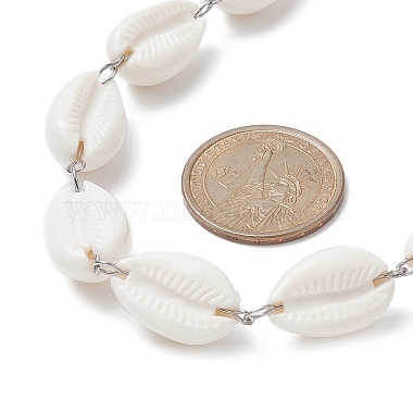 Acrylic Shell Bead Link Necklaces for Women(NJEW-JN04297)-2