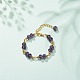 Glass Rondelle & Brass Beaded Bracelet for Women(BJEW-JB08605)-2