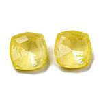 Glass Rhinestone Cabochons, Point Back & Back Plated, Faceted, Square, Jonquil, 10x10x5.5mm(RGLA-G021-04A-213DE)