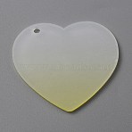Gradient Transparent Acrylic Disc Big Pendants, for Keychain, Heart, Yellow, 46.5x50.5x2mm, Hole: 3mm(FIND-WH0032-54F)