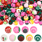 180Pcs 9 Colors Fruits Theme Handmade Polymer Clay Beads, Round, Mixed Color, 8.2mm, Hole: 1.2~1.6mm, 20pcs/color(CLAY-PA0001-15)