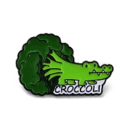 Plant Black Alloy Brooches, Enamel pins , Crocodile, 23x35x1.5mm(X-JEWB-C032-07D-EB)