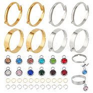 DIY Charm Adjustable Ring Making Kit, Including 304 Stainless Steel Loop Ring Bases, Alloy Glass Rhinestone Charms, Mixed Color, 72Pcs/box(STAS-NB0001-87)