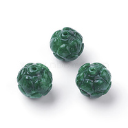 Natural Myanmar Jade/Burmese Jade Beads, Dyed, Round, 11.5x11.5mm, Hole: 1mm(G-E418-29)