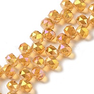 Full Rainbow Plated Electroplate Beads Strands, Faceted, Rondelle, Orange, 8x6mm, Hole: 1.2mm, about 96~98pcs/strand, 20.47~20.87''(52~53cm)(EGLA-H104-09A-FR02)