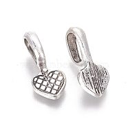 Tibetan Style Alloy Heart Glue-on Flat Pad Pendant Bails, Cadmium Free & Nickel Free & Lead Free, Antique Silver, 21x9x7mm, Hole: 8x4.5mm, about 660pcs/1000g(TIBEP-21438-AS-NR)