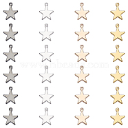Brass Charms, Star, Mixed Color, 12x10mm, Hole: 1.2mm, 5 colors, 6pcs/color, 30pcs/box(KK-BC0006-80)