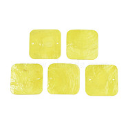 Spray Painted Capiz Shell Pendants, Square, Yellow, 43x43x1~2mm, Hole: 2mm(SHEL-N026-174A)