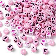 200Pcs Mixed Style and Shapes Acrylic Beads, Pink, 6~7x4~7x4mm, Hole: 1.5~3.5mm(OACR-FS0001-68A)