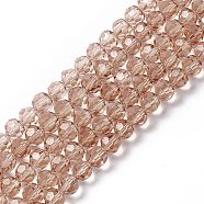 Glass Beads Strands, Faceted(32 Facets), Round, BurlyWood, 8mm, Hole: 1mm, about 70~72pcs/strand, 22.6 inch(X-EGLA-J042-8mm-21)
