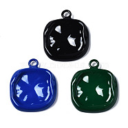 Spray Painted Alloy Pendants, Cadmium Free & Nickel Free & Lead Free, Rectangle, Mixed Color, 22.5x18x3mm, Hole: 2mm(PALLOY-Q436-005-NR)