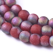 Electroplated Frosted Glass Bead Strands, Round, Dark Red, 2.5mm, Hole: 0.7mm, about 150pcs/strand, 15.35 inch(39cm)(X-EGLA-G071-B02)