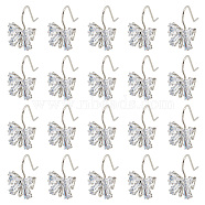 20Pcs Bowknot Brass Micro Pave Clear Cubic Zirconia Earring Hooks, Ear Wire with Loops and 30Pcs Plastic Ear Nuts, Platinum, 19x11mm, Hole: 2.5mm, 21 Gauge, Pin: 0.7mm(ZIRC-GO0001-02)