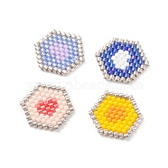Handmade Japanese Seed Beads, Loom Pattern, Hexagram with Heart, Mixed Color, 15x16.5x1.5mm(SEED-CP00003)