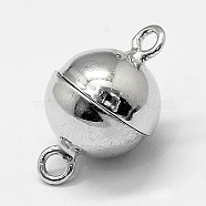Sterling Silver Magnetic Clasps, Round, Platinum, 13.5x8mm, Hole: 1.6mm(X-STER-A102-011P-8mm)