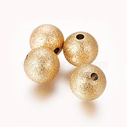 Ion Plating(IP) 304 Stainless Steel Textured Beads, Round, Golden, 10mm, Hole: 1.8mm(X-STAS-F217-10G)