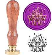 Brass Wax Seal Stamp with Handle, for DIY Scrapbooking, Castle Pattern, 3.5x1.18 inch(8.9x3cm)(AJEW-WH0184-0419)