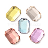 Glass Rhinestone Cabochons, Flat Back & Back Plated, Faceted, Rectangle, Mixed Color, 14x10x4.50mm(RGLA-P037-14A-D)