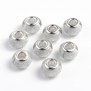 Large Hole Resin European Beads, with Silver Color Plated Brass Double Cores, Rondelle, Silver, 14x9mm, Hole: 5mm(OPDL-R118-09B)