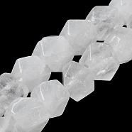 Natural Quartz Crystal Star Cut Round Beads Strands, Rock Crystal Beads, Faceted, 7~8.5x7~8.5x7~8.5mm, Hole: 1.2mm, about 25~26pcs/strand, 8.39''~8.62''(21.3~21.9cm)(G-M418-C18-01)