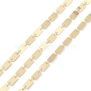 Brass Rectangle Link Chains, Unwelded, with Spool, Real 18K Gold Plated, 9x5x0.2mm(CHC-M025-25G)