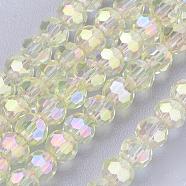 Electroplate Glass Beads Strands, AB Color Plated, Faceted(32 Facets) Round, Beige, 3mm, Hole: 1mm, about 100pcs/strand, 11.5 inch(EGLA-D021-70)