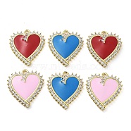 Brass Micro Pave Clear Cubic Zirconia Pendants, with Enamel, Real 18K Gold Plated, Heart Charms, Mixed Color, 20.5x18x3mm, Hole: 1.6mm(KK-F871-16G)
