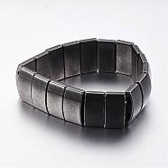 Valentines Gift for A Guy Stretchy Magnetic Synthetic Hematite Bracelet, about 6.1cm in diameter, bead: 18mm wide, 10mm long, 5mm thick, about 18pcs/strand(IMB002)