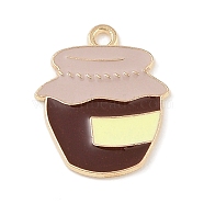 Alloy Enamel Pendants, Light Gold, Jar Charm, Coconut Brown, 22x17.5x1.5mm, Hole: 1.8mm(ENAM-Z010-14KCG)