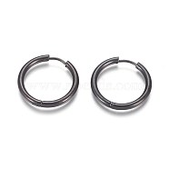 304 Stainless Steel Huggie Hoop Earrings, Hypoallergenic Earrings, with 316 Surgical Stainless Steel Pin, Electrophoresis Black, 10 Gauge, 23x2.5mm, Pin: 1mm, Inner Diameter: 18mm(EJEW-F111B-23mm-B)