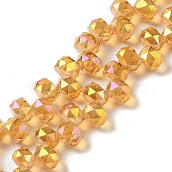 Full Rainbow Plated Electroplate Beads Strands, Faceted, Rondelle, Orange, 8x6mm, Hole: 1.2mm, about 96~98pcs/strand, 20.47~20.87''(52~53cm)(EGLA-H104-09A-FR02)