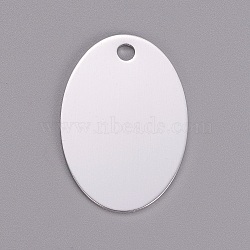 Aluminum Pendants, Stamping Blank Tag, Oval, Silver, 38x25x1mm, Hole: 3mm(ALUM-TAC0001-01D-01)