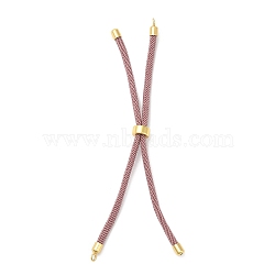 Nylon Twisted Cord Bracelet Making, Slider Bracelet Making, with Eco-Friendly Brass Findings, Round, Golden, Pale Violet Red, 8.66~9.06 inch(22~23cm), Hole: 2.8mm, Single Chain Length: about 4.33~4.53 inch(11~11.5cm)(MAK-M025-137)
