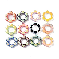 Opaque Acrylic with Enamel Beads, Flower, Mixed Color, 35x33x9mm, Hole: 3mm(X-MACR-D029-02)