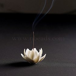 Porcelain Incense Burners, Lotus Incense Holders, Home Office Teahouse Zen Buddhist Supplies, White, 60x40mm(PW23060842430)