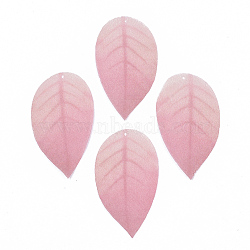 Polyester Organza Fabric Big Pendants, For DIY Jewelry Making Crafts, Leaf, Light Coral, 40x23mm, Hole: 0.5mm(FIND-S322-001A-06)