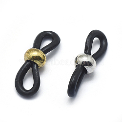 Eco-Friendly Eyeglass Holders, Glasses Rubber Loop Ends, with Brass Findings, Black, Mixed Color, 20x6mm, Hole: 2.5x5mm(KK-G351-12-A)