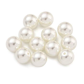 Baking Painted Pearlized Glass Pearl Round Beads, White, 10mm, Hole: 1mm